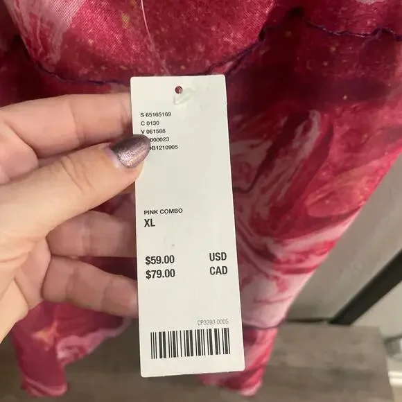 NWT Urban Outfitters Pink Marbled Mini Slip Dress Mesh Lightweight XL - Picture 15 of 16